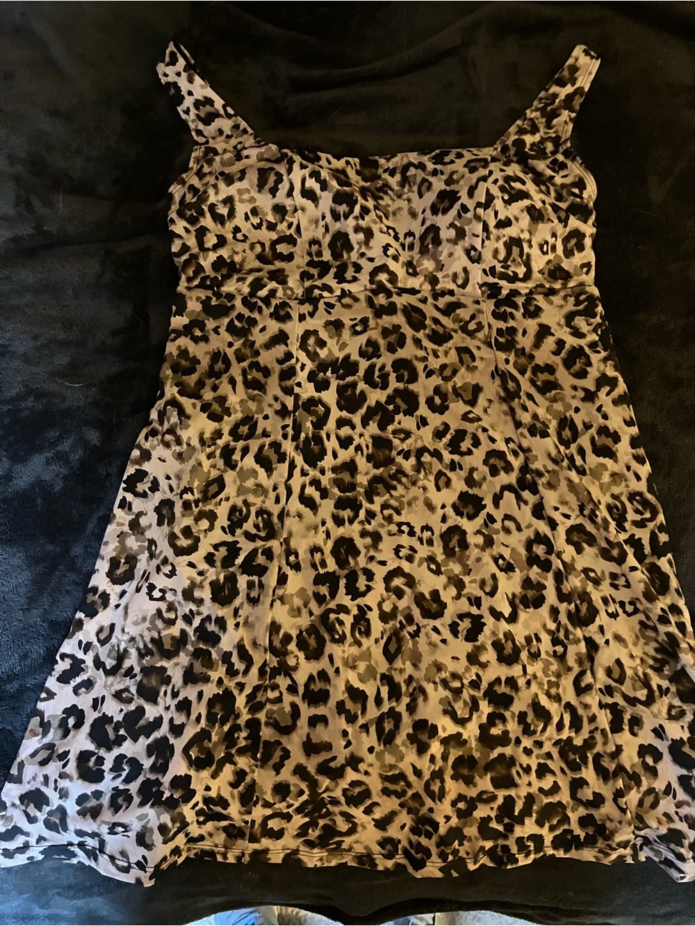 Swimsuits For All Leopard Print Swim-dress in Tan and Black